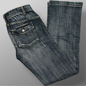 Mossimo Supply Co Bootcut Jeans Womens Sz 9 Low Rise Dark Wash Stretch Denim